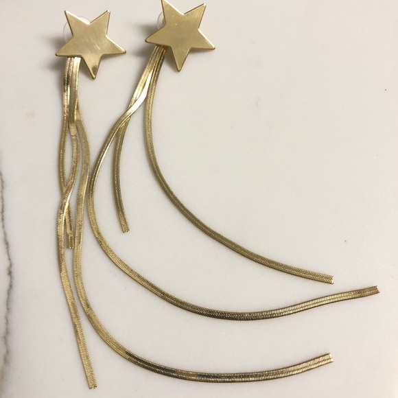 Jewelry - 14 k gold plated long Star Earrings